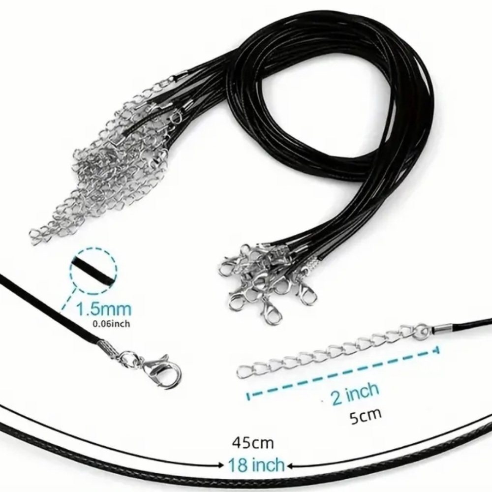 ⭐️ 5 for $25 Hexagonal Crystal Pendant Necklace Black Braided Cord - Picture 3 of 8